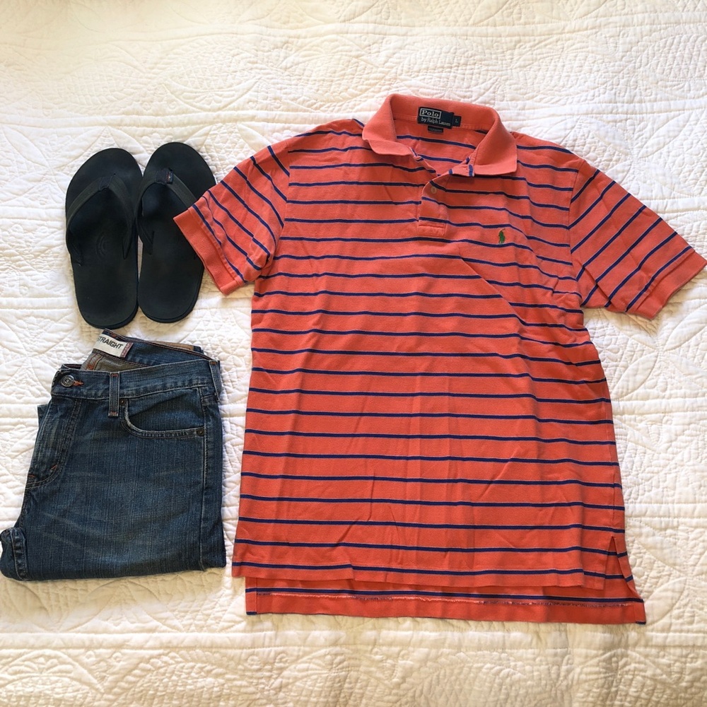Ralph Lauren Orange and Blue Polo